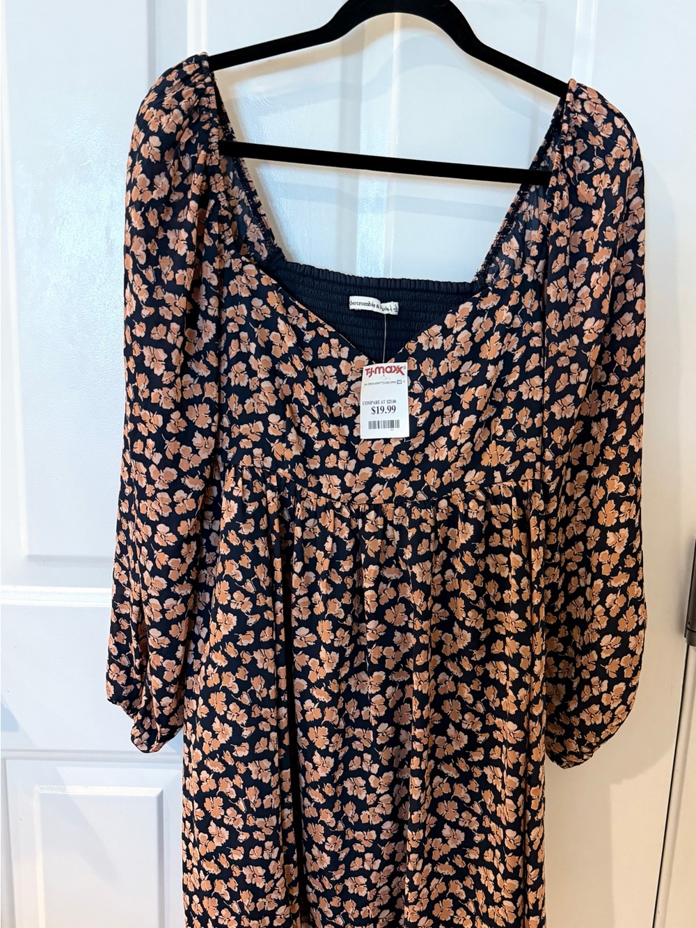 Navy with Peach Floral Peasant Top - Abercrombie & Fitch